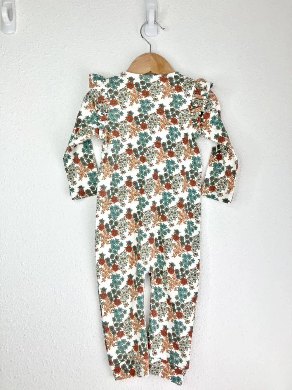 NWT Kate Quinn ruffle romper cotton fall floral long sleeve size 18-24 months
